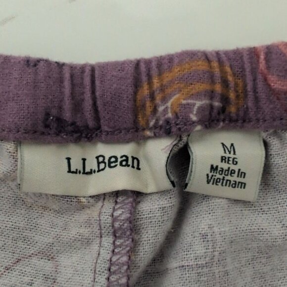 LL Bean Cat Lover Flannel Pajama Pants Womens Size Medium Purple Drawstring - Picture 4 of 8
